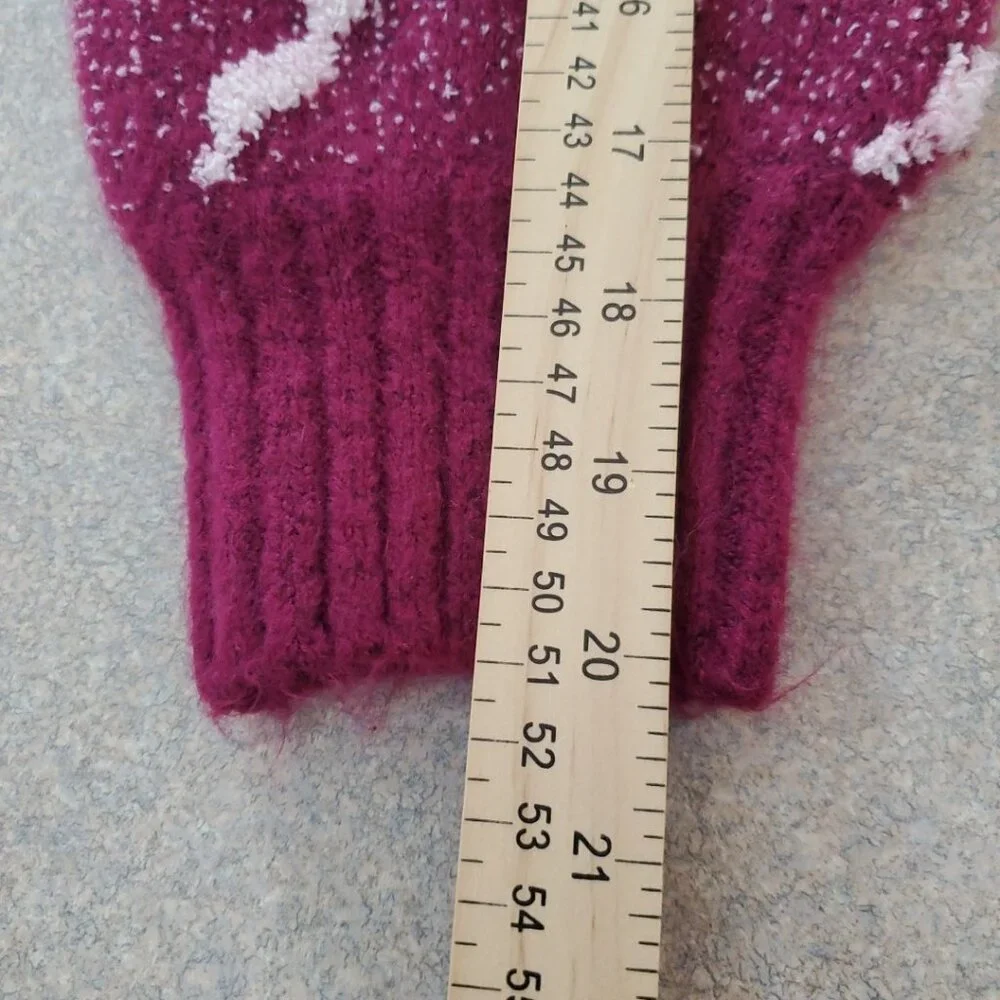 Derek Heart Cropped Bow Sweater Womens Size Large Soft Warm Comfy Preppy Purple - Picture 10 of 11